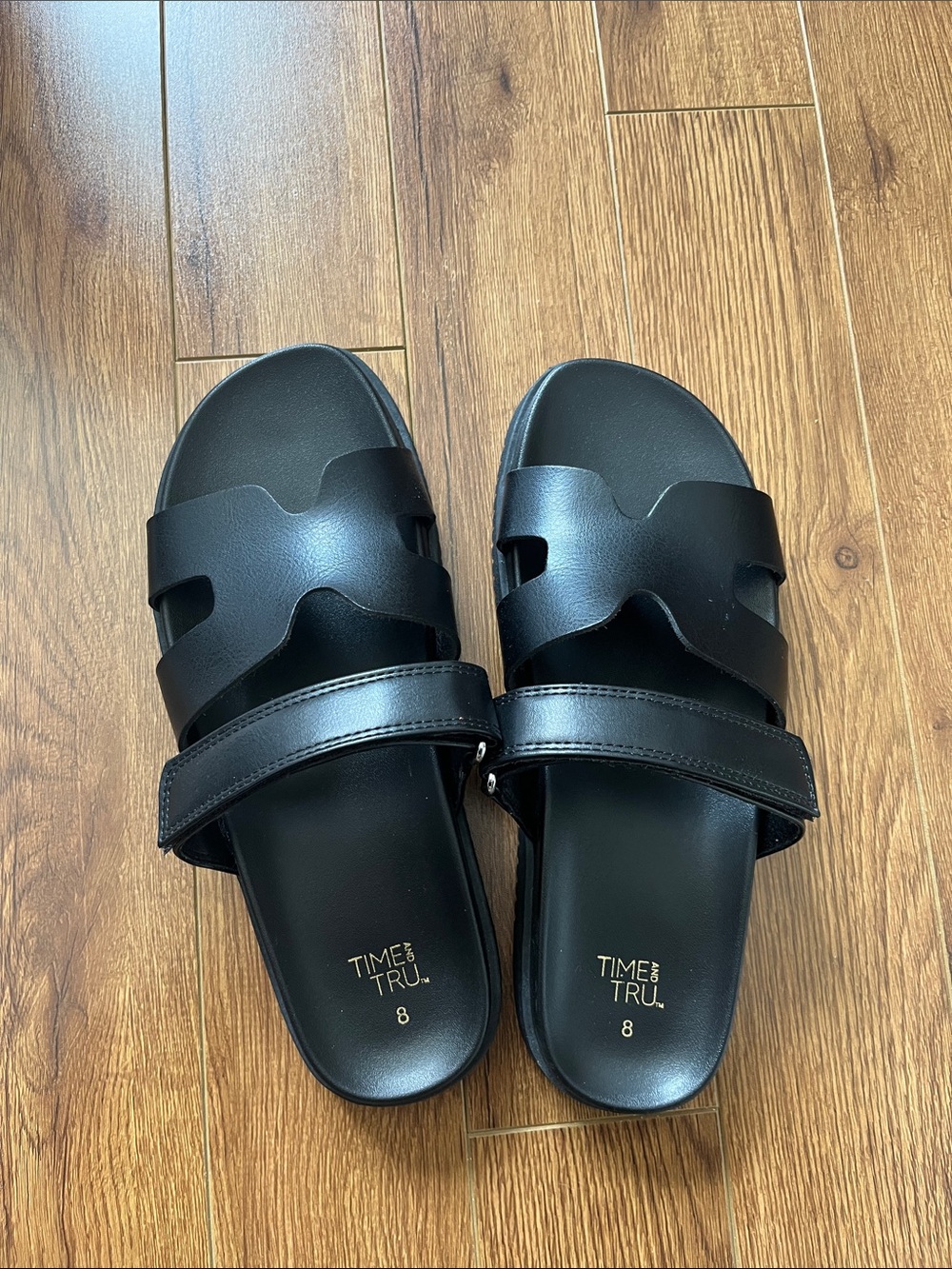 Time and Tru Black Slide Sandal